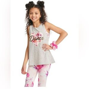 Justice Girls Fashion Dance Tank with Built in Sports Bra, Size Large